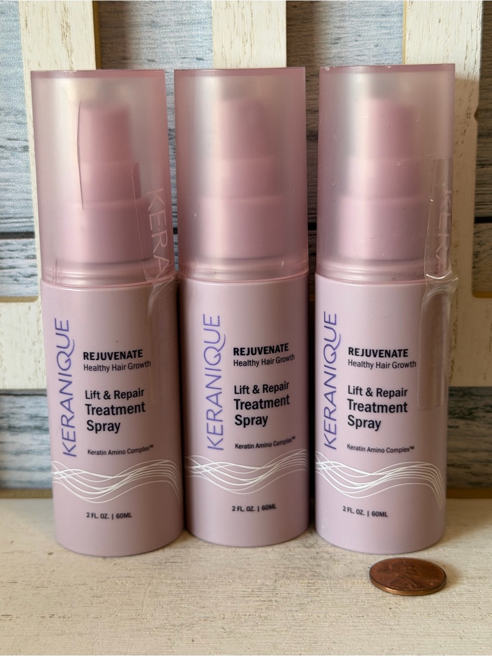 (3) KERANIQUE Rejuvenate Lift & Repair Hair Treatment Spray 2 fl oz each Set Lot
